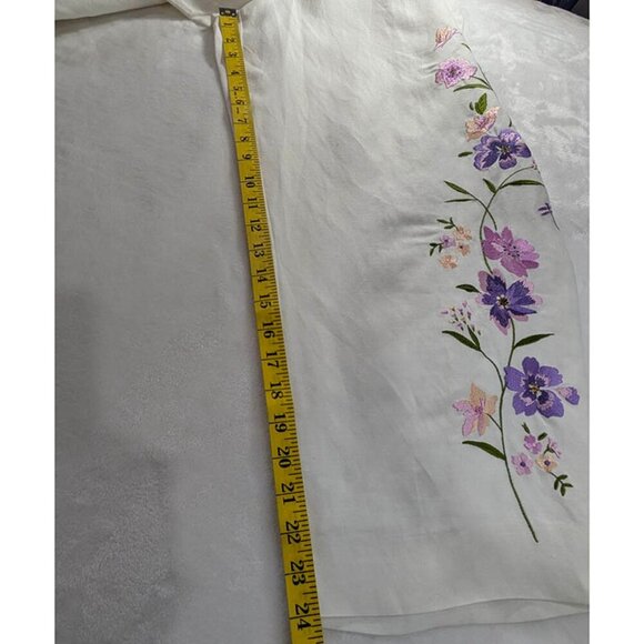7th Avenue Linen Crop Capri Womens XL White Floral Embroidery CottageCore Beach - Picture 8 of 12